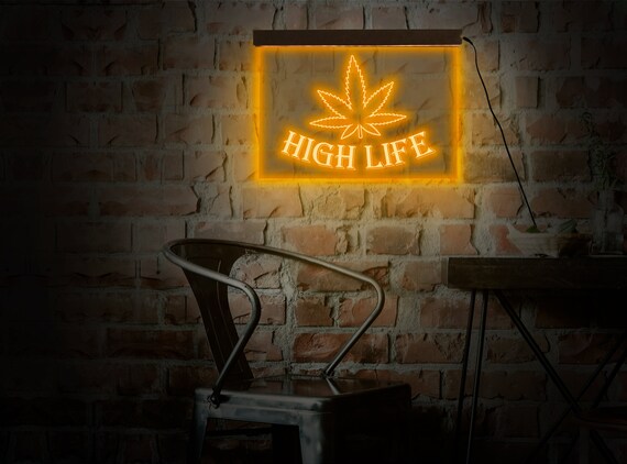 High Life Neon Sign,high Life Led Sign,high Life Wall Decor,high Life Wall  Art,marijuana Led Light,smoke Neon Sign,neon Sign Wall Decor 