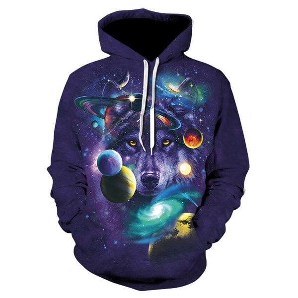 Wolf galaxy hoodie new christmas gift hoodie hooded new