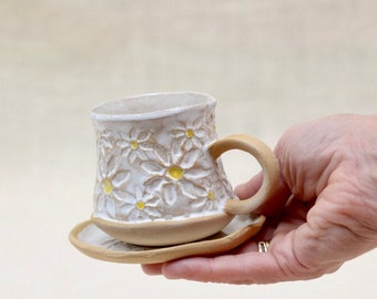 150 ml Espresso Cup with Saucer Marguerite Floral Pattern