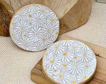 Juego de 2 posavasos con estampado floral de margaritas