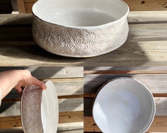 XL Daisy Bowl, Floral Basin, Mum's White Dish, Large Serving Bowl, Home Decoration, Gift for Her, Housewarming Gift, Moving Present