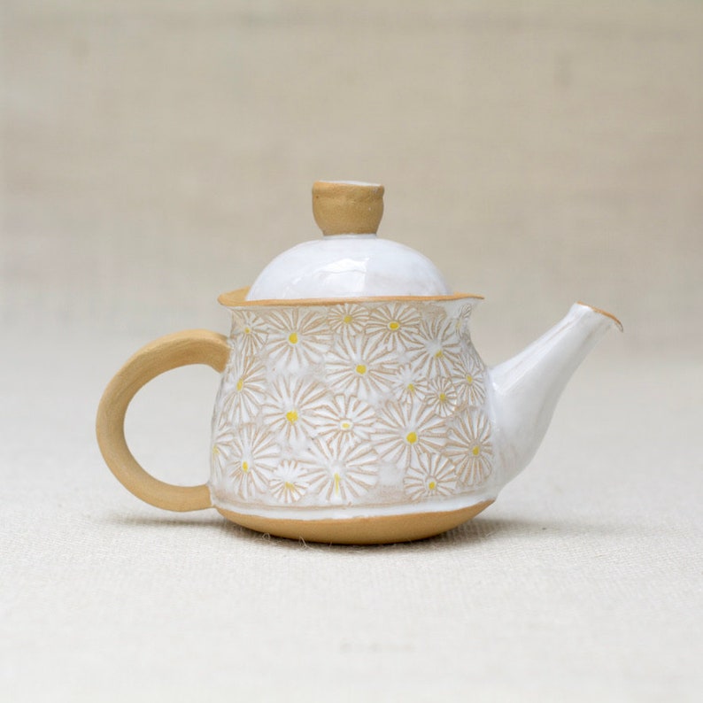 Daisy Ceramic Teapot Handmade Tea Brewing Kettle 500 ml Etsy