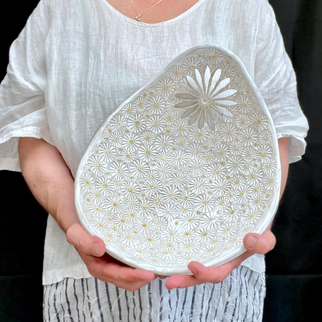 Oval Bowl with Drip Flowers main image 0