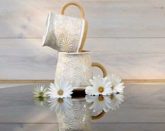 Handmade Coffee Mug Daisy Floral Pattern