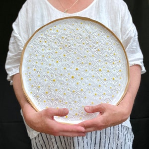 Ceramic Large Daisy Platter Daisy Floral Pattern