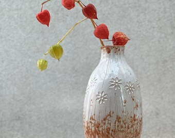 Ceramic Bottle Vase with Floral Pattern