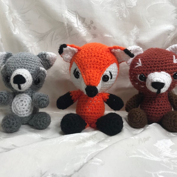 Fox Raccoon Red Panda Woodland Wildlife Animals Crochet Amigurumi Plush-Preorder Product