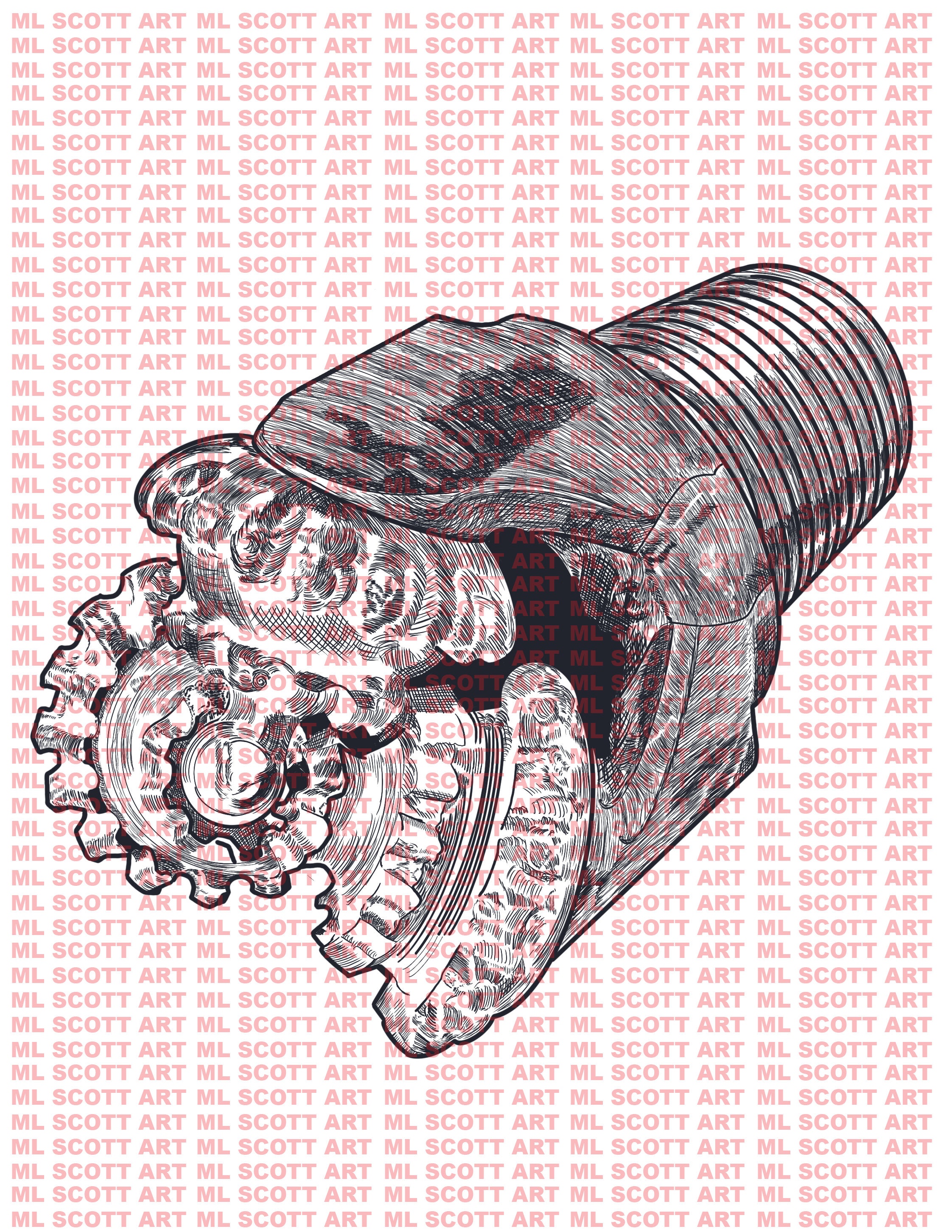 Oilfield Drill Bit Handrawn Art Digital File for Print - Etsy