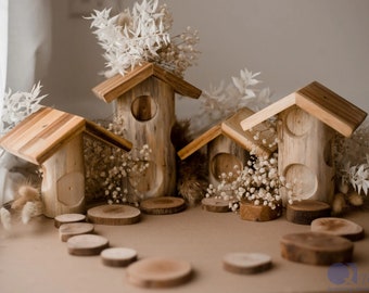 Light Tree Log Houses Set of 4