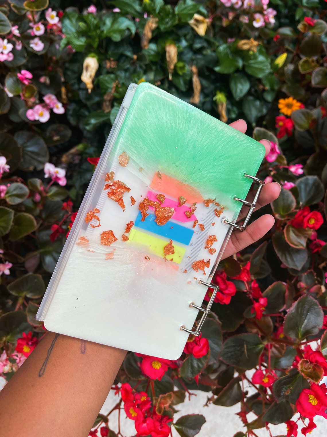 Custom resin flower notebook Etsy