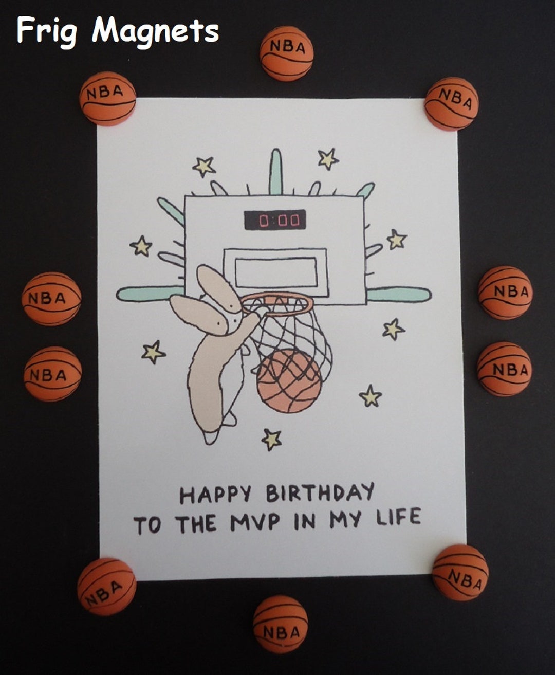 NBA Basketball Frig Memo Note Board NBA Push Pins Receive 10