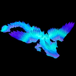 Crystal Winged Dragon Figurine, 3D Printed Articulated Dragon, Sensory Stress Fidget Toy, Flexi Dragon Dino Sculpture, Table Top Decor Magic