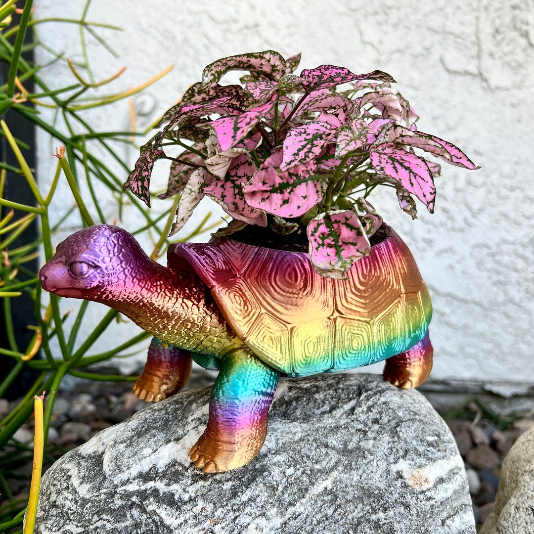 Turtle Planter 3D Printed Tortoise Realistic Garden Decor Novelty