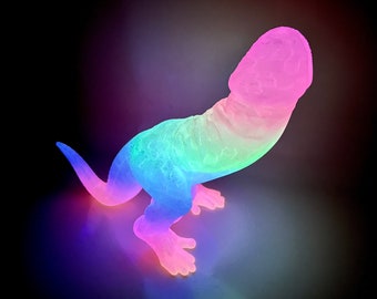 Glow In The Dark! Dino-Dick Dickasaurus Rex Bachelorette Party Gift Funny Prank Green - Blue Magic Glow Rainbow Desk Decor White Elephant