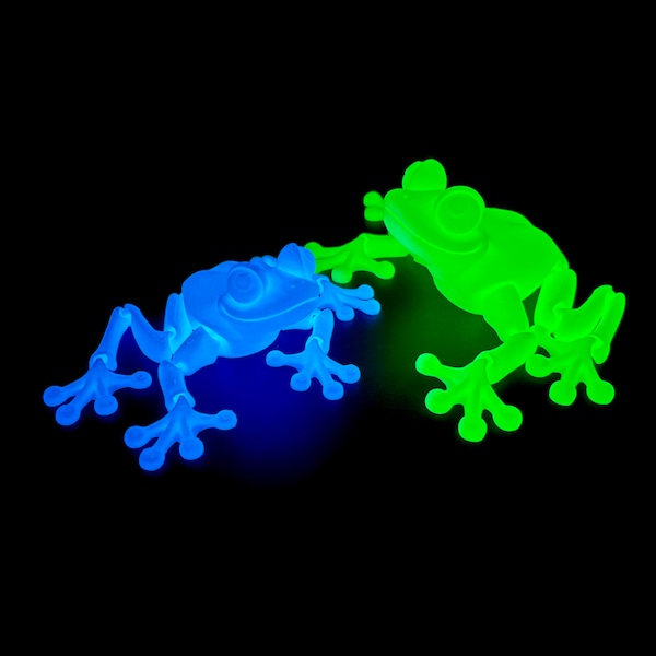 Flexi Frog 3D Printed Glow in The Dark Articulated Moveable Toy Decorative Novelty Gift Birthday Present Fidget Desk Model TikTok Princess