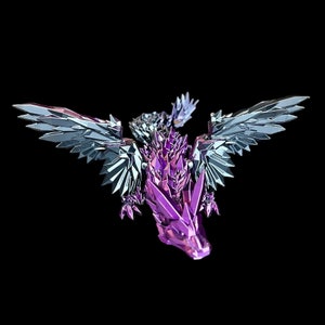 Winged Dragon Articulated Crystal Black & Purple Color Change 3D Printed  Bookshelf Decor Desk Decoration Fidget Sensory Toy Stress Relief