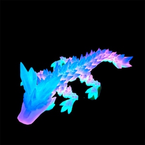 Magic Rainbow Crystal Dragon Baby 3D Printed Bookshelf Decor Desk Decoration Fidget Sensory Toy Stress Cosplay Fantasy Dino Rex Glow In Dark