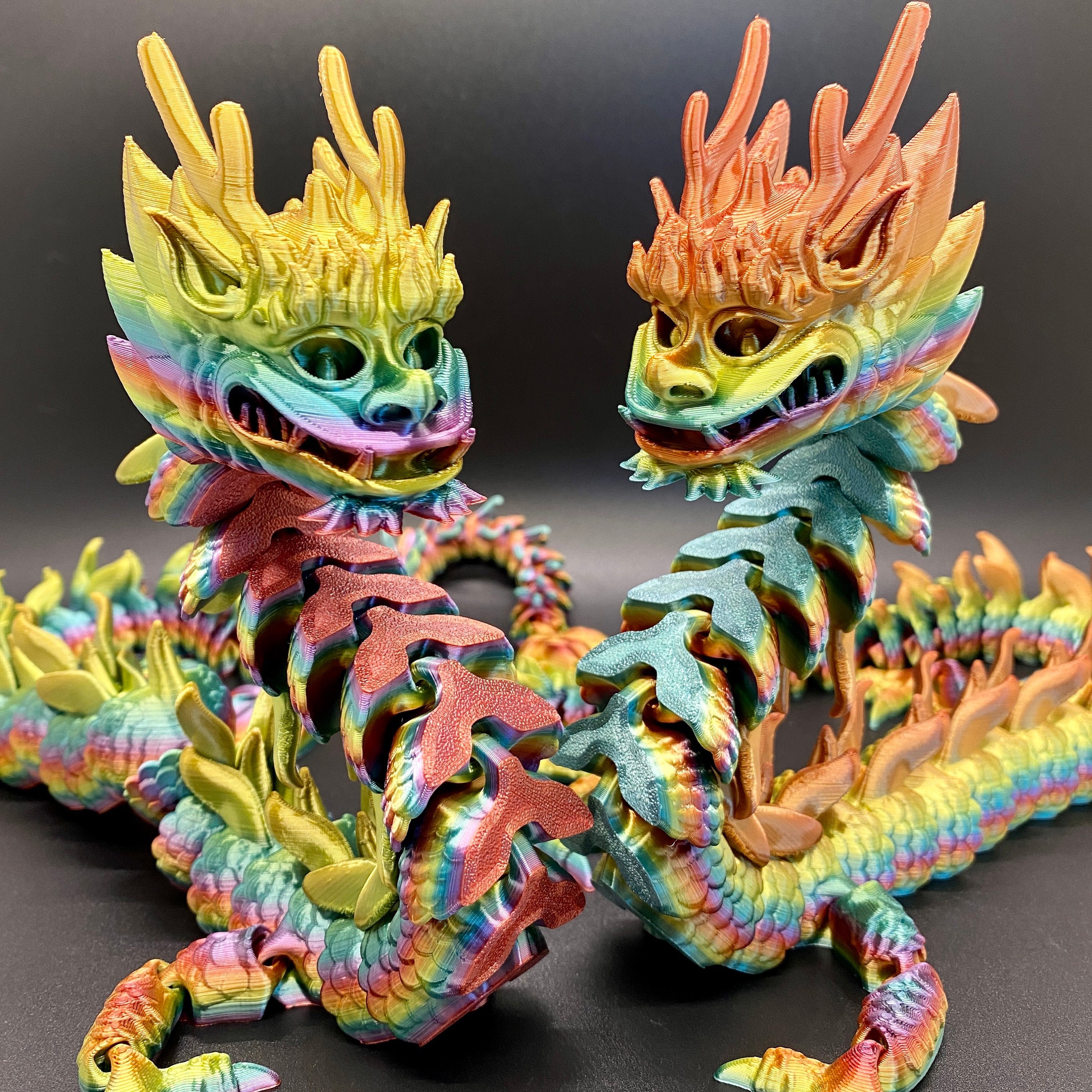 中国の皇帝龍レインボー+全色3Dプリント関節可動式フレキシブル可動
