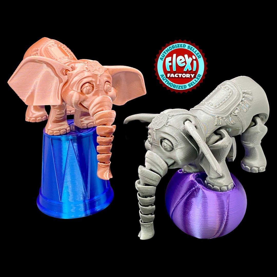 Cute Circus Elephant Articulated Flexi Fidget Toy With Ball