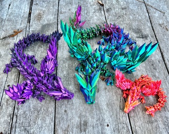 Dragon Crystal Wing Dragon Magic Rainbow 3D Printed Bookshelf Decor Desk Decoration Fidget Sensory Toy Stress Cosplay Fantasy Glow In Dark