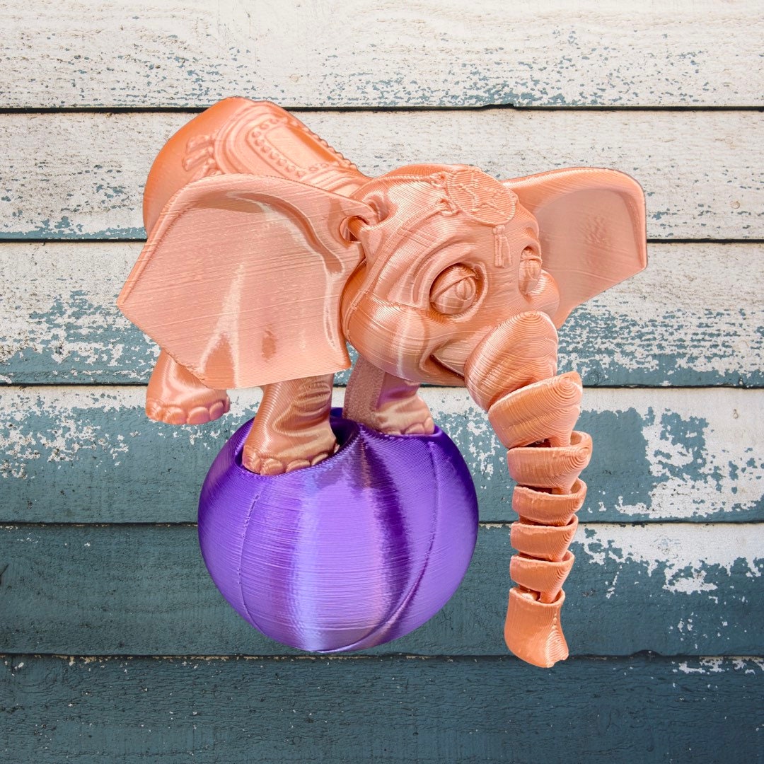 Cute Circus Elephant Articulated Flexi Fidget Toy With Ball