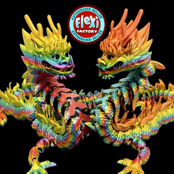 中国の皇帝龍レインボー+全色3Dプリント関節可動式フレキシブル可動