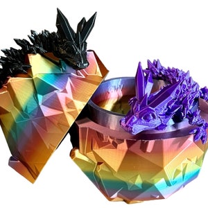 Crystal Dragon Egg & Baby Dragon 3D Printed Magic Bookshelf Decor Desk Decoration Fidget Sensory Toy Stress Cosplay Fantasy Glow In Dark
