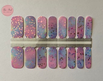 Cotton Candy Glitter Nail Wraps | Nail Wraps | Nail Polish Sticker | Nail Strips