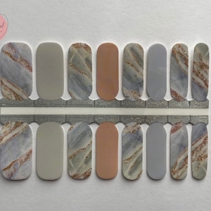 Neutral Granite Nail Wraps | Gold Glitter Nail Polish Sticker | Nail Strips