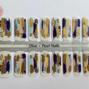 Dusk Brushstrokes Nail Wraps | Transparent Nail Polish Sticker | Nail Strips