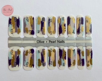 Envolturas para uñas Dusk Brushstrokes / Adhesivos de esmalte de uñas transparentes / Tiras para uñas