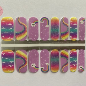Lila Regenbögen Nail Wraps | Nagellack Sticker | Nagel Streifen