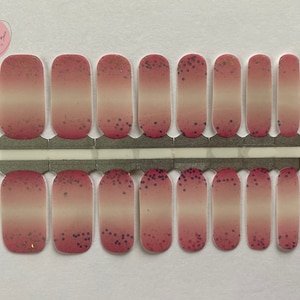 Pink Glitter Ombre Nail Wraps | Nail Polish Sticker | Nail Strips