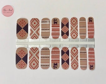 Glitter Christmas Nail Wraps | Nail Polish Sticker | Nail Strips