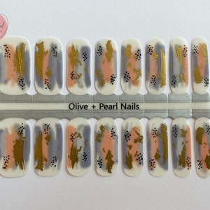 Champagne Brushstrokes Nail Wraps | Transparent Nail Polish Sticker | Nail Strips