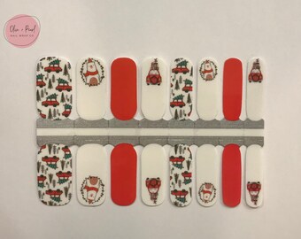 Christmas Car Nail Wraps | Nail Polish Sticker | Nail Strips