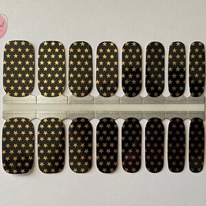Gold Star Nail Wraps | Black Nail Wraps | Nail Polish Sticker | Nail Strips