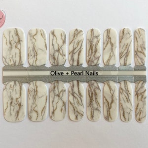 Gold Quartz Nail Wraps | Semitransparent Nail Polish Sticker | Nail Strips