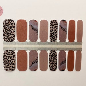 Neutral Leopard Print Nail Wraps | Nail Polish Sticker | Nail Strips