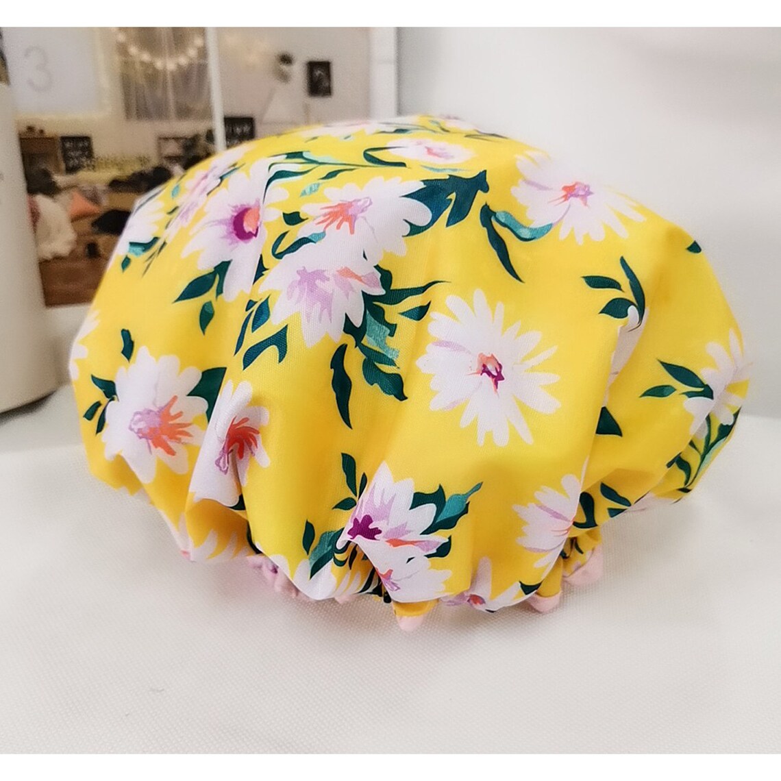 Yellow Flower Shower Cap Reversible Waterproof Shower Cap Etsy