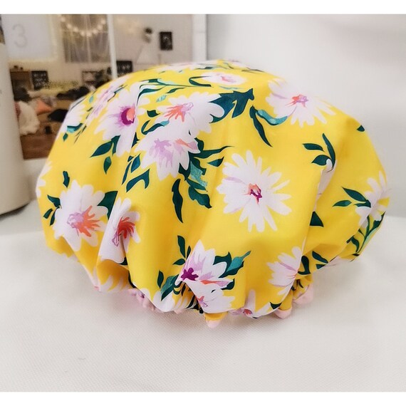 Yellow Flower Shower Cap Reversible Waterproof Shower Cap | Etsy