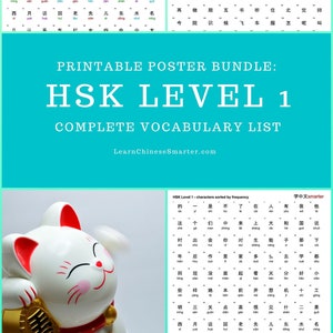 HSK Level 1 Vocabulary - Printable poster bundle