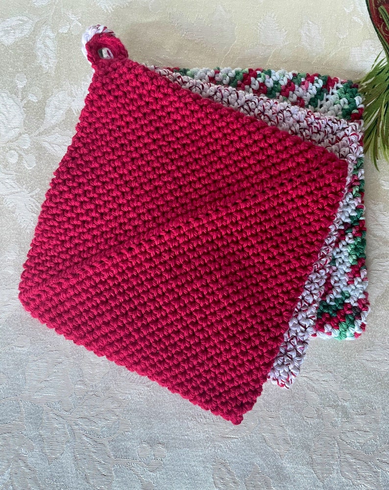 Crochet Cotton Potholders, Crochet Hotpads, Double Layer Potholder