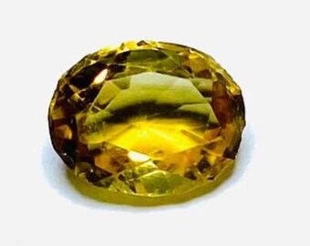 Natural Citrine Quartz Oval Gemstone, Faceted Yellow Loose Stone (Jewelry Making)