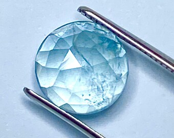 Natural Aquamarine Rose Cut Gemstone Round Shape