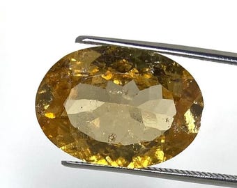 Pietra preziosa di topazio arancione naturale, ovale, sfaccettata / Rara inclusione puntiforme unica / per la creazione di gioielli