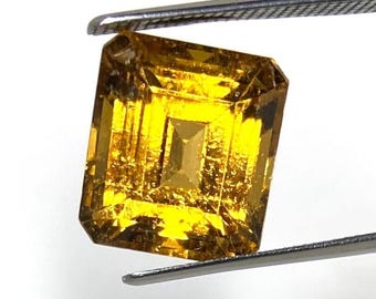 Natural Orange Topaz Octagon Faceted Cut Gemstone | Rare Unique Dot Inclusion | for Jewelry Making
