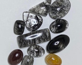 Natural Rutile Quartz Black Golden Red Mix Shape Cabs Gemstone Lot For Jewellery Making