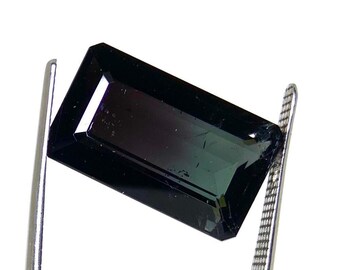 Natural Bi-Colour Tourmaline Octagon Cut Gemstone | Deep Green & Light Green Colour