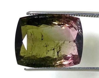 Natural Bi-Colour Watermelon Tourmaline Long Cushion Cut Gemstone | Loose Gemstone for Jewelry Making
